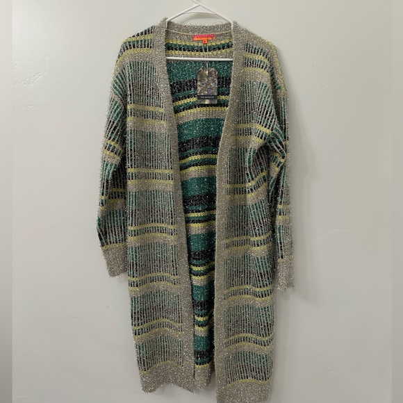 Anthropologie Vilagallo Metallic Fuzzy Knit Oversized Cardigan Sweater - Picture 10 of 11